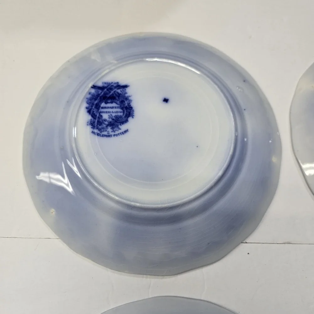 Antique Set 5 Flow Blue Nonpareil 8 5/8